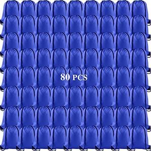 KUUQA 80Pcs Blue Drawstring Backpack Bag Sack Drawstring Bags Bulk String Bags Storage Bags for Sport Gym Traveling