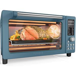 Nuwave Bravo Pro Smart Air Fryer Toaster Oven Combo, Airfryer Convection Oven Countertop, 10-in-1 Functions with Quicker & Even Crisp Technology, 1800W, 50-450F, PFAS-Free, 21QT, Cozy Blue