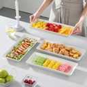 MALACASA Serving Platters Set of 4, Ceramic Serving Platters and Trays for Serving Food, Rectangular Serving Trays for Party, Large Serving Plates, Party Serving Trays and Platters - 14 Inch, White