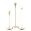 NLBTW Gold Taper Candle Holders, Set of 3 Metal Candlestick Holders for Candle Sticks Holder Decor, Ideal for Mantle Table Centerpiece, Weddings, Dining, Housewarming Gift & Anniversaries