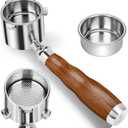 51mm Bottomless Portafilter 2 Ears with 1 Filter Basket, 100% Stainless Steel Portafilter Compatible with De-longhi Dedica EC680, EC685 & EC885 Espresso Machine,Walnut Handle