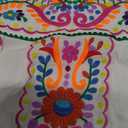 Mexican Floral Embroidered Cotton Blouse Shirts Traditional Summer Tunic Crew Neck Fiesta Style (M, E633W) White