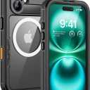 Lanhiem Magnetic Case for iPhone 16 Plus, IP68 Waterproof Dustproof Phone Case, [Compatible with Magsafe] [Built-in Screen Protector] Full Body Heavy Duty Rugged Phone Cover 6.7 inch, Black