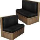 Leather Look RV Dinette Cushion Covers, Stretch Camper Cushion Slipcovers for Travel Trailer Couch RV Booth Seat, Replacement Camper Sofa Chair Protector (2 Backrest Cover & 2 Bench Cover,Black)