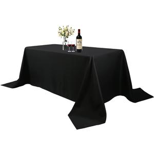 Large Black Rectangle 90 x 156 Inch Tablecloth - 8ft Washable Polyester Tablecloths - Perfect for Wedding, Restaurant, Party, Dinning, Banquet Decoration