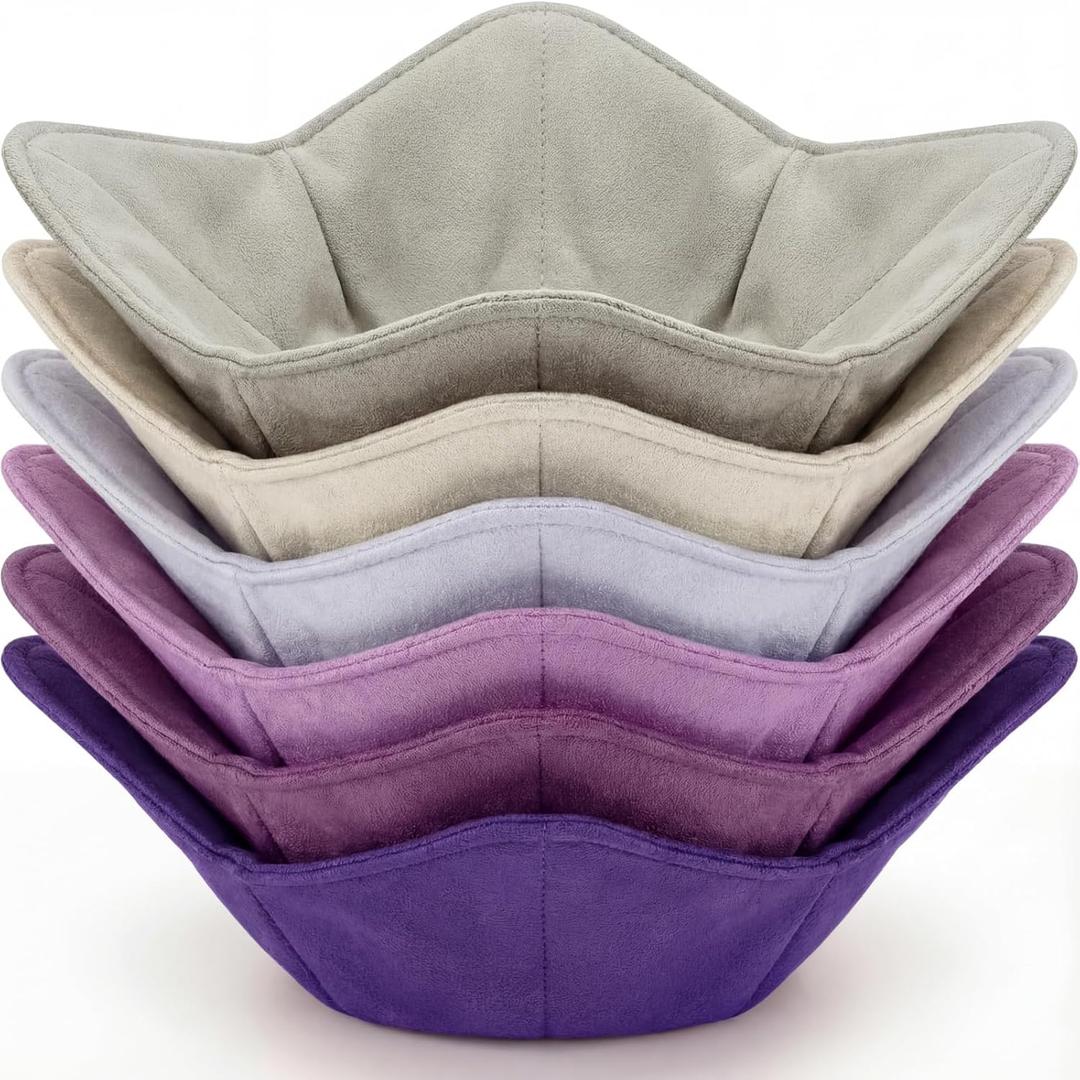 Boao 6 Pack Microwave Bowl Cozy Holder Safe Insulated Bowl Cozies Multipurpose Hot Heat Proof Soup Plate Holder to Prevent Hand from Heat and Maintain Food Warm(Purple)