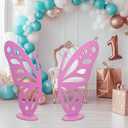Oversized 3D Wooden Butterfly Decor  47"x62" Standing Butterfly Wings with Hinges, Large Wood Party Backdrop for Birthday, Baby Shower, Wedding, DIY Craft Display (Purple)
