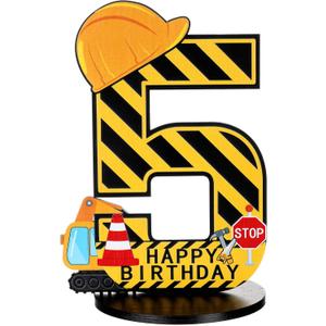 Construction 3rd Birthday Number Sign Centerpiece Truck 3rd Sign Construction Birthday Party Supplies Wooden Excavator Hat 3 Years Old Number for Boys Anniversary