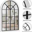 24x36 Inch Arched Windowpane Wall Mirror, Farmhouse Window Mirror