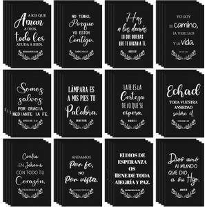Thenshop 48 Pcs Spanish Christian Notebook Gift Bulk Regalos Cristianos En Espaol Notebooks Religious Bible Verse Gift for Women Colleague Family Office Graduation Supplies (Black)