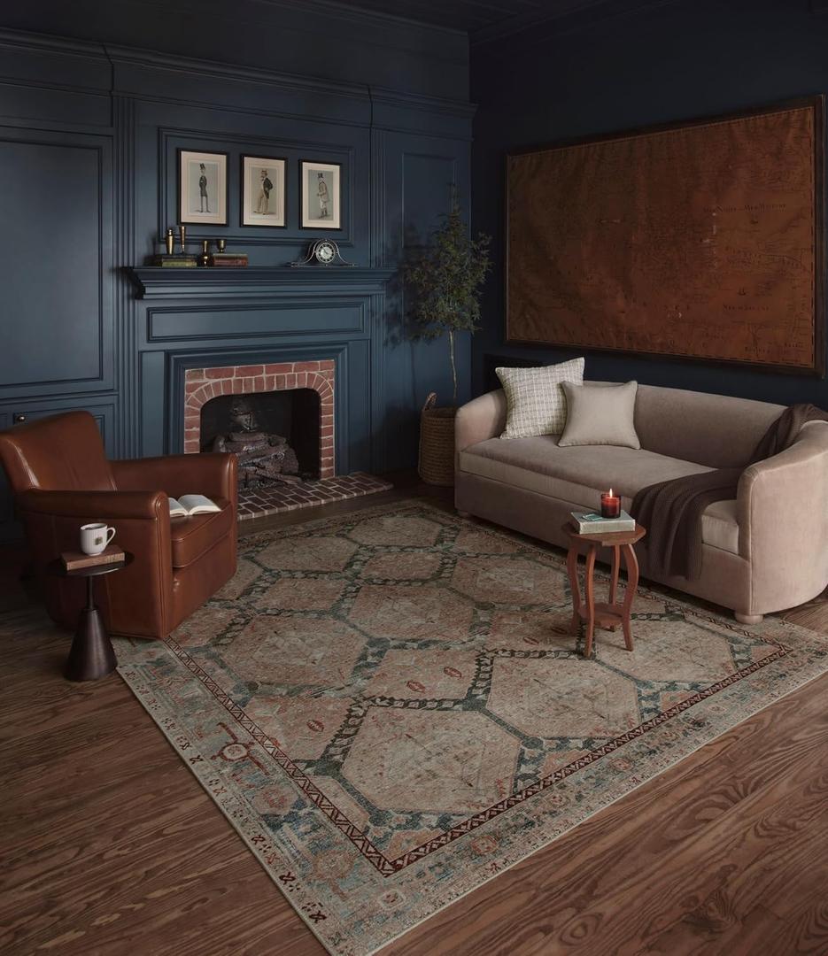 Loloi Magnolia Home by Joanna Gaines Lenna Collection LEA-05 Denim/Sand 2'-3" x 3'-9" Accent Rug