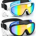 2PC Kids Swim Goggles 3-10 with Soft Fabric Strap, UV Protection