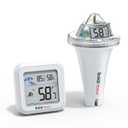 Pool Thermometer Digital Floating Easy Read, Anti-Fog 360 Reading with Indoor Temperature Humidity Monitor, IPX7 Water Temperature Monitor for Hot Tub/Ice Bath/Swimming Pool/SPA/Aquarium/Pond