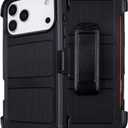 Defender for iPhone 17 Pro Max Case with Clip Holster,Heavy Duty Rugged Full-Body,2 Layers of Sturdy,Anti-Drop,Military-Grade Defender Cover for iPhone 17 Pro Max Phone Case (Black & Orange)