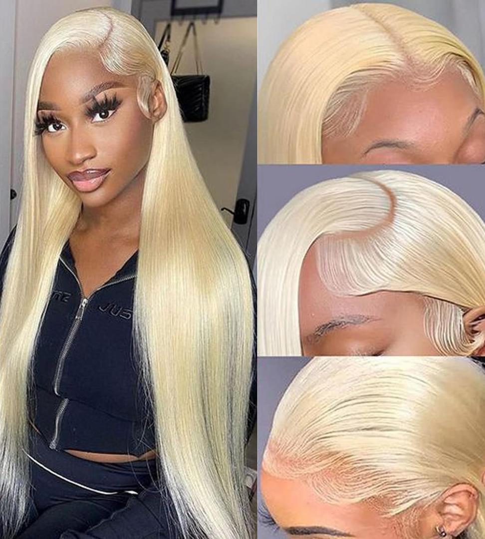 613 Lace Front Wig Human Hair 13x4 HD Transparent Straight Blonde Lace Front Wigs Pre Plucked Glueless Wigs 180% Density Blonde Lace Frontal Human Hair Wigs 20INCH