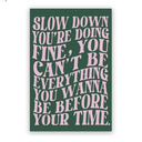 Green Pink Wall Art Canvas Slow Down You Are Doing Fine Prints canvas Poster Music Wall Sticker Minimalist Aesthetic Posters Pop Lyrics Dormitory Wall Decor For Girly Pink Bedroom 11x16,5 inch Unframed