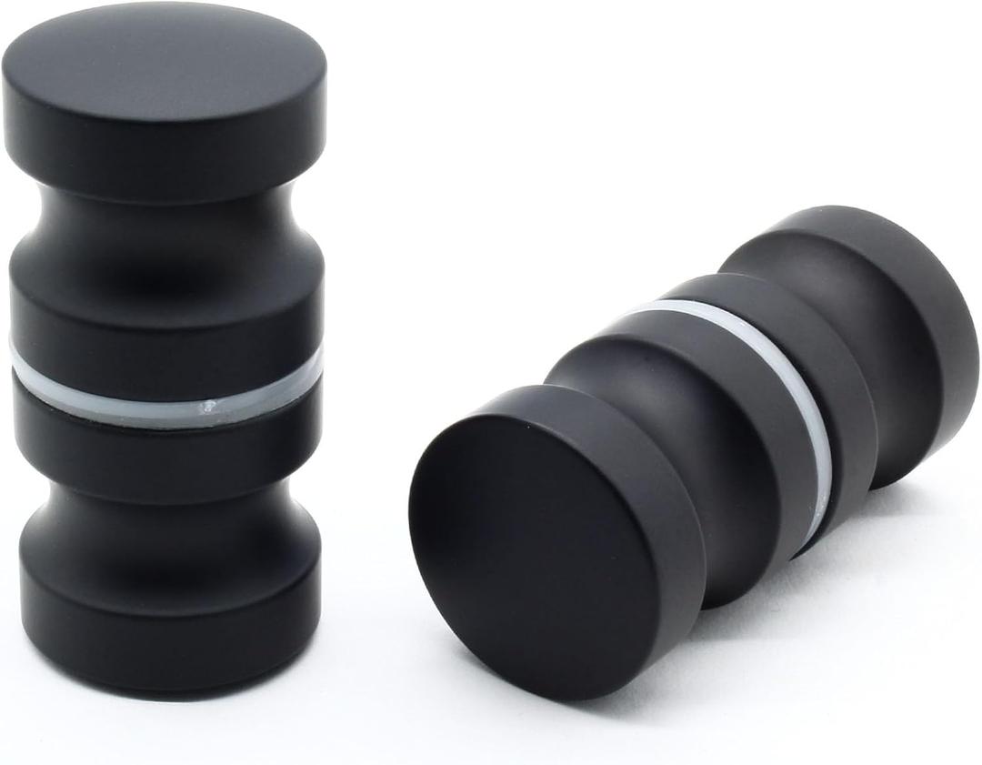 2 Pack Shower Glass Door Handle, Stainless Steel Shower Doors Knob Double Sided Pull Hardware for Bathroom Glass Doors (Black)