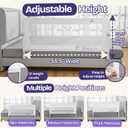 ComfyBumpy Premium Adjustable Bed Rail for Toddlers, Swing-Down Safety Guard, Height Adjusts 24.4"–32.3"H, Extra-Long 55.5", Sturdy Steel & Breathable Mesh, For Twin, Full, Queen & King, Gray, 1-Pack