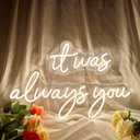 Large 36" Neon Sign 'it was always you' Neon Night with Dimmable Wall Decor for Bedroom Living Room Bar Party Club Wedding Girls Birthday Wall Light Decor Reusable Warm White