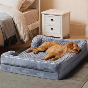 WNPETHOME Dog Beds for Large Sized Dogs, Washable Orthopedic Dog Couch Sofa Bed with Waterproof Lining & Non-Skid Bottom for Pet Sleeping (36"L x 27"W x 6.5"Th, Grey)