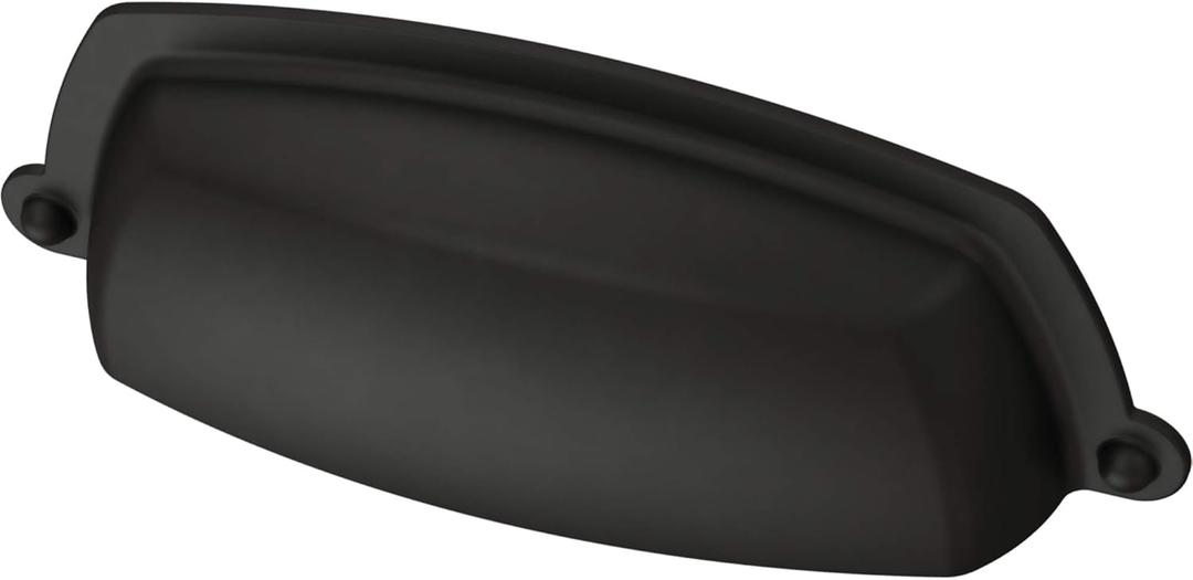 4 x Franklin Brass Cup (1-Pack) Cabinet Handles 3" Hole Center Pulls | Matte Black Hardware Kitchen Door, Drawers, Dressers, Furniture P41707K-FB-C