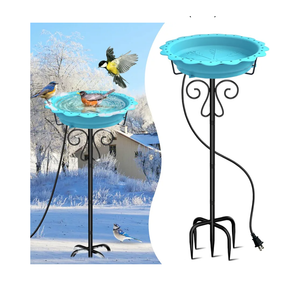 Heated Bird Bath for Outside Winter, Powerful 100W Thermostat Control Heated Bird Baths for Outdoors with 5-Prong Metal Stake, Heated Birdbath Water Heater for Garden Yard Patio Lawn (Blue)