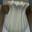 Qinyoung 1 Pack White Vintage Pleated Ceramic Vase Sour Cream Stylish Decorative Flower Vase for Bouquet Living Room Cabinet Table Centerpieces Wedding (9 x 7.32 Inches)