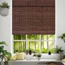 24''W X 72'''H Cordless Bamboo Roman Shades for Interior Windows, Roll Up Bamboo Blinds with Valance, Light Filtering, Easy to Install, Coffee Color