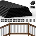 HYPERGIANT 105 Pack 26" Aluminum Deck Balusters,3/4" Round Deck Railing Spindles with Conectors and Screw,Hollow Metal Deck Balusters for Railing Fencing Porch,Black Deck Stair Spindles for Staircase