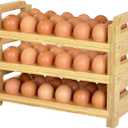 Bamboo Egg Holder Countertop - Stackable Design for Fresh Eggs, Farmhouse Egg Tray Storage Display Rack, Kitchen Counter Top Organizer Wooden Egg Stand, Fits Quail, Duck, Turkey, Chicken Eggs (Luxury)