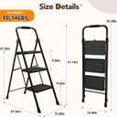 HBTower 3 Step Ladder, Heavy Duty Step Stools for Adults | Step Stool Foldable with Anti-Slip Pedal and Feet, Ladders for Home Kitchen Garage Outdoor, 330 Lbs, Black