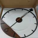 Modern 24 Inch Wall Clock, Minimalist Wood and Metal Wall Decor Clock with Walnut Dial, Silent Non Ticking Battery Operated Clock for Living Room, Kitchen, Office, Bedroom