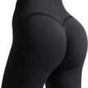 OMKAGI Smile Butt Lifting Workout Leggings for Women High Waisted Seamless Compression Yoga Pants (Black, L)