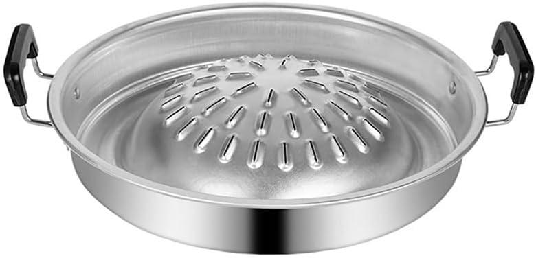 Thai Korean BBQ Grill Pan,Korean Metal Grilling Tray,Stainless Steel Barbecue Grill Topper Camping BBQ Pans Grill Topper Pan Vegetable Pork Beef Meat Tray Pans