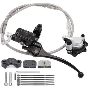 Upgraded Mini Bike Brake kit Hydraulic Brake Assembly of the Left 7/8" Handlebars for Predator 79cc 97cc 2.8hp Baja Doodle Bug DB30 Blitz Dirt Bug Racer（Silver）