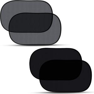 EcoNour Car Window Shade for Baby (4 Pack) | Cling Sun Shade for SUV, Van, RV, Bus & Pickup Truck | Sun Protection for Car Side Window | Sun Blocker Shade for Baby | X-Large 25" x 16" (Black)