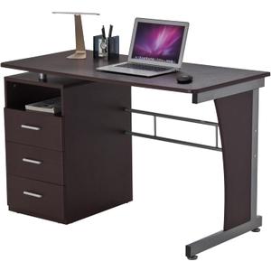 47.25" Computer Desk with Drawers, Home Office Desk with Storage, Heavy Duty and Water Resistant Study Table, Chocolate Brown