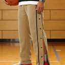 Men's Youth Tear Away Sweatpants Loose Fit Snap Button Athletic Jogger Basketball Pants with Pockets (XXL)