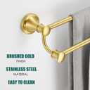 Hoimpro Adjustable Retractable 15-27 Inches Stainless Steel Bathroom Towel Bar, Bathroom Accessories Bath Hotel Double Towel Bar Rod Hanger Wall Mounted Towel Holder Towel Rack, Brushed Gold