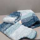 OLANLY Bathroom Rugs Sets 3 Piece, Soft Absorbent Microfiber Bath Mats and U-Shaped Contour Toilet Rug, Plush Shaggy Bath Mat Set for Bathroom (30"x20"+24"x16"+24"x20", Peacock Blue)