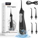 Water Flosser, Mornwell Water Flossers for Teeth - 330ML Tank USB Rechargeable Dental Flosser, IPX7 Waterproof 3 Modes & 4 Jet Tips Portable Dental Oral Irrigator,Professional Water Flosser (XX-Large, Black)