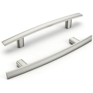homdiy 10 Pack Brushed Nickel Cabinet Handles Kitchen Cabinet Pulls - 4" Hole Centers Arch Drawer Pulls for Cupboard Solid Modern Dresser Handles, Zinc Alloy