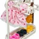 Clothes Rack for 17cm Dolls Outfits Accessories Shoes Storage with 5pcs Clothes Hangers Open Closet for Dollhouse