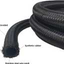 10AN CPE Fuel Hose Line Fitting Kit AN10 Nylon Braided Fuel Hose 10FT Black ID: 0.56 inch (14.2mm)
