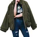 PRETTYGARDEN Women's Fashion Winter Coats Sherpa Fleece Faux Fur Shearling Oversized Trendy Jackets Warm Outerwear Clothing (Medium, Green)