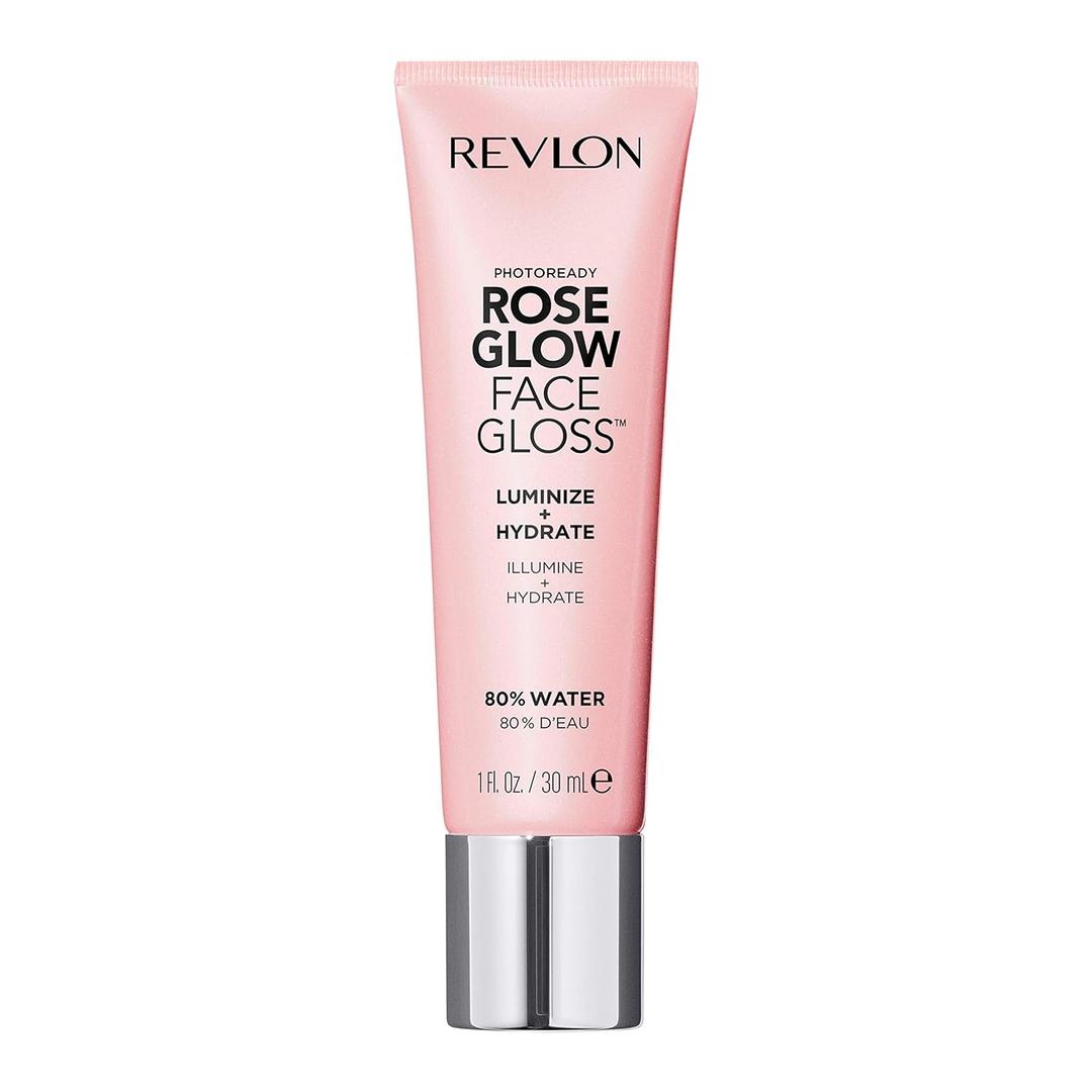 Revlon PhotoReady Face Gloss Rose Glow Primer, Makeup for All Skin Types, Hydrates, Illuminates & Moisturizes, Infused with Glycerin & Olive Oil Extract, 80% Water, 1 Fl Oz (Pink)