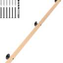 6 FT Wood Handrails for Indoor Stairs, Wall-Mounted Staircase Handrails for Indoor Outdoor Stairs, Non-Slip Stair Railing Indoor for Kids, Elderly, Pregnant Women, Disabled