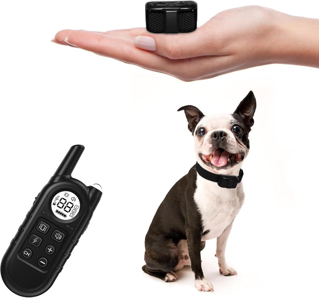 Tiniest Dog Shock Collar, Lightest Dog Training Collar with Remote for Small Dogs 5-15lbs & Medium Large Dogs/Puppies, Waterproof, Rechargeable, 1300ft Range (Black&Ultra Tiny)