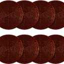 COTTON CRAFT Glitz Beaded Coasters - Set of 8 Handmade Bar Drink Tabletop Protection Coasters - Halloween Harvest Autumn Fall Thanksgiving Holiday Christmas Xmas Party - 4 inches Round - Burgundy