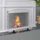 26 x 36 Inch Tempered Glass Fireplace Screen with Metal Black Base,Clear Glass Screen Fireplace for Living Room and Outdoor Use